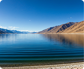 Crystal blue lake in the mountains
