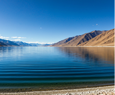 Blue lake and mountains in Ladakh